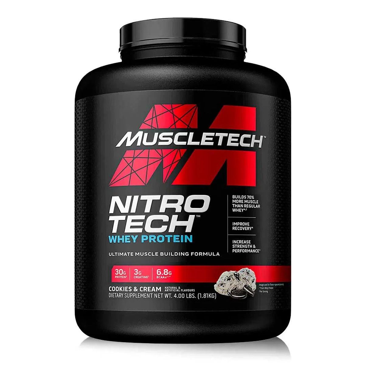 MUSCLETECH - NITROTECH WHEY PROTEIN COOKIES AND CREAM  4LB 181KG