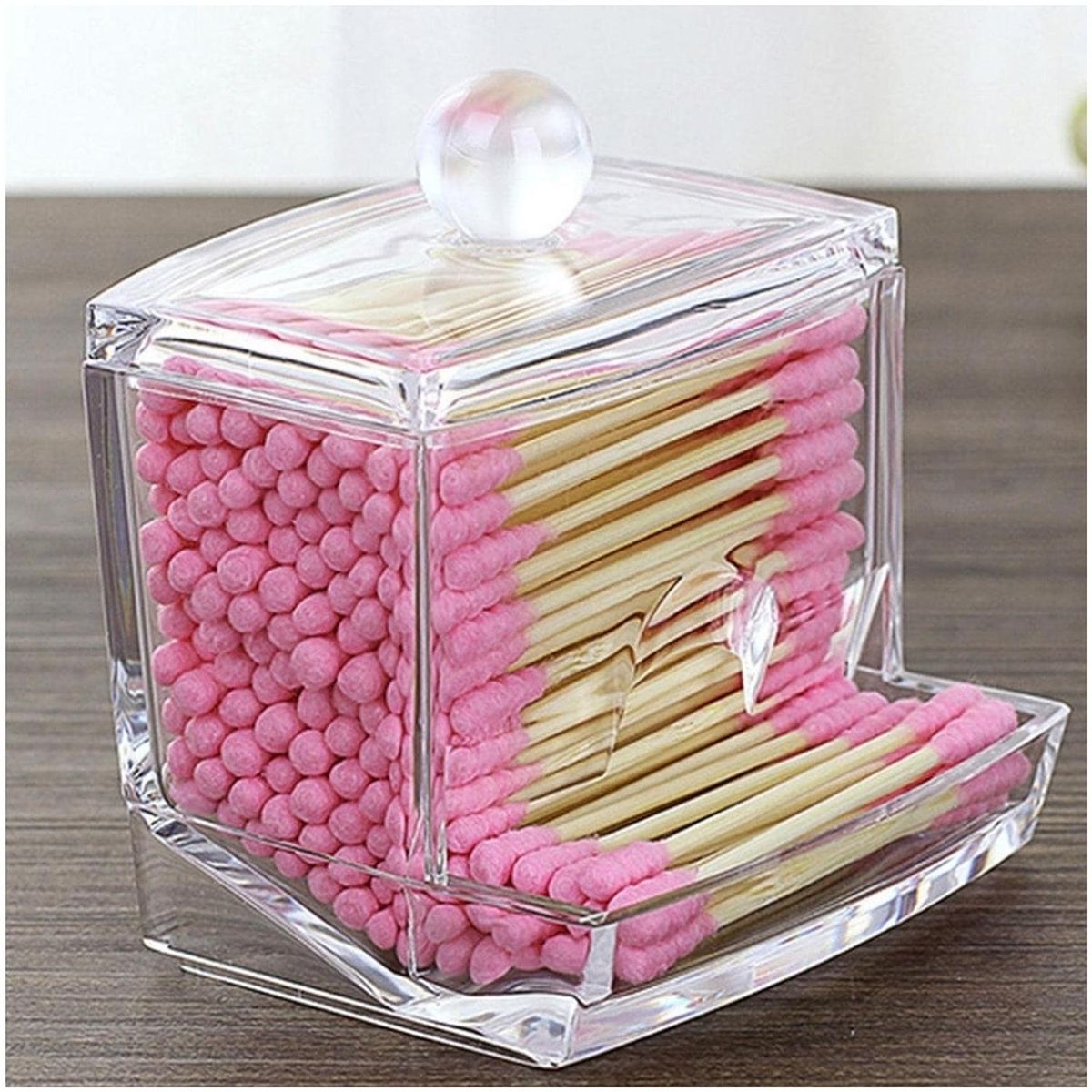 MINARI - Organizador Acrílico Dispensador de Hisopos Transparente A170