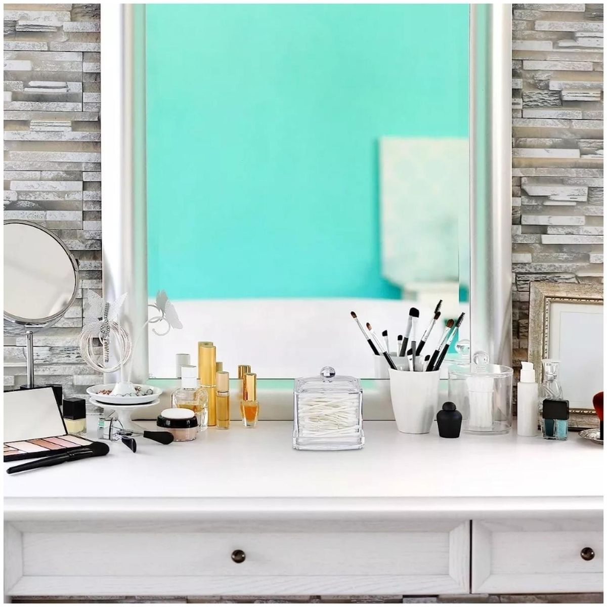 MINARI - Organizador Acrílico Dispensador de Algodón Desmaquillantes A170