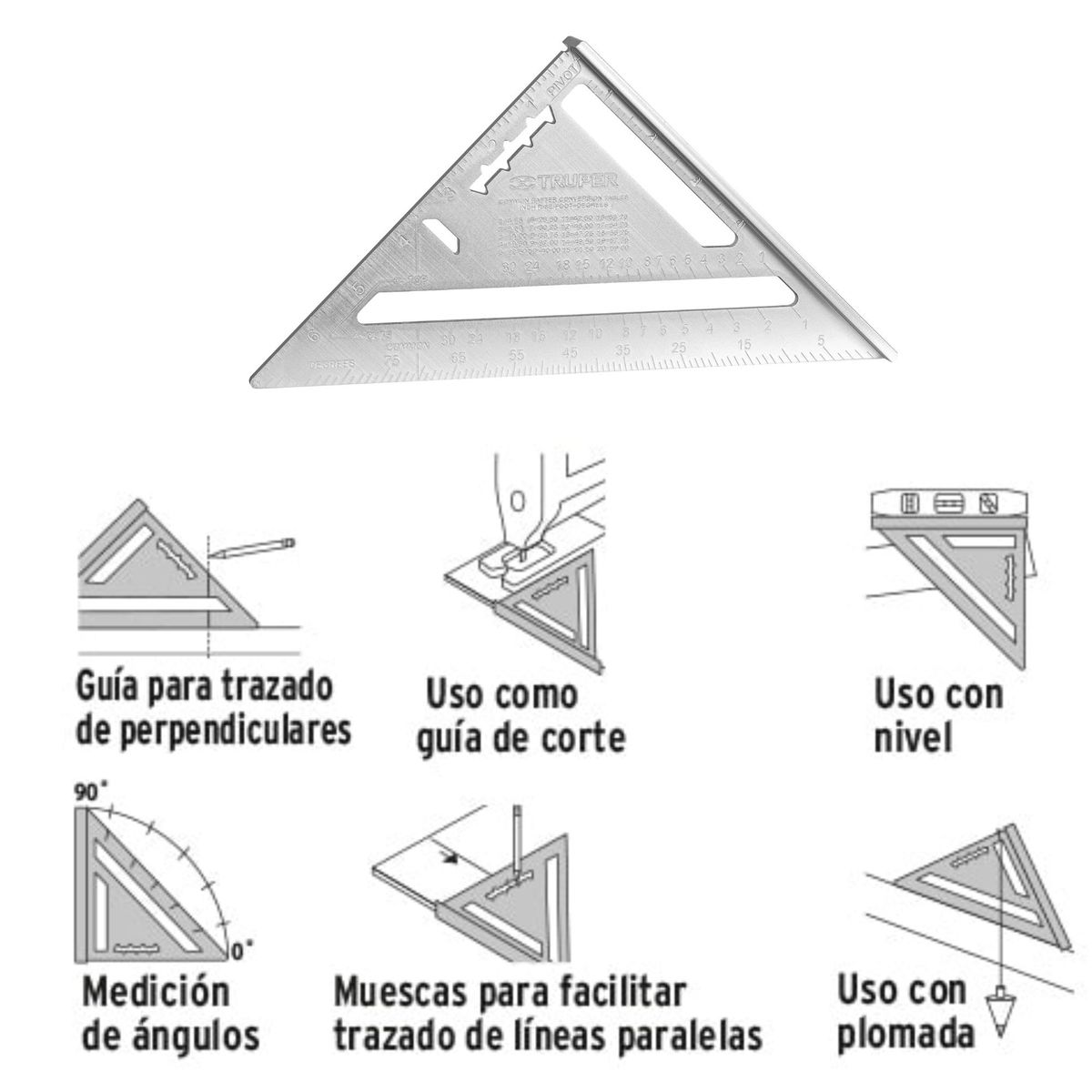 TRUPER - Escuadra aluminio para drywall muros de yeso, 7 pulgadas, Truper