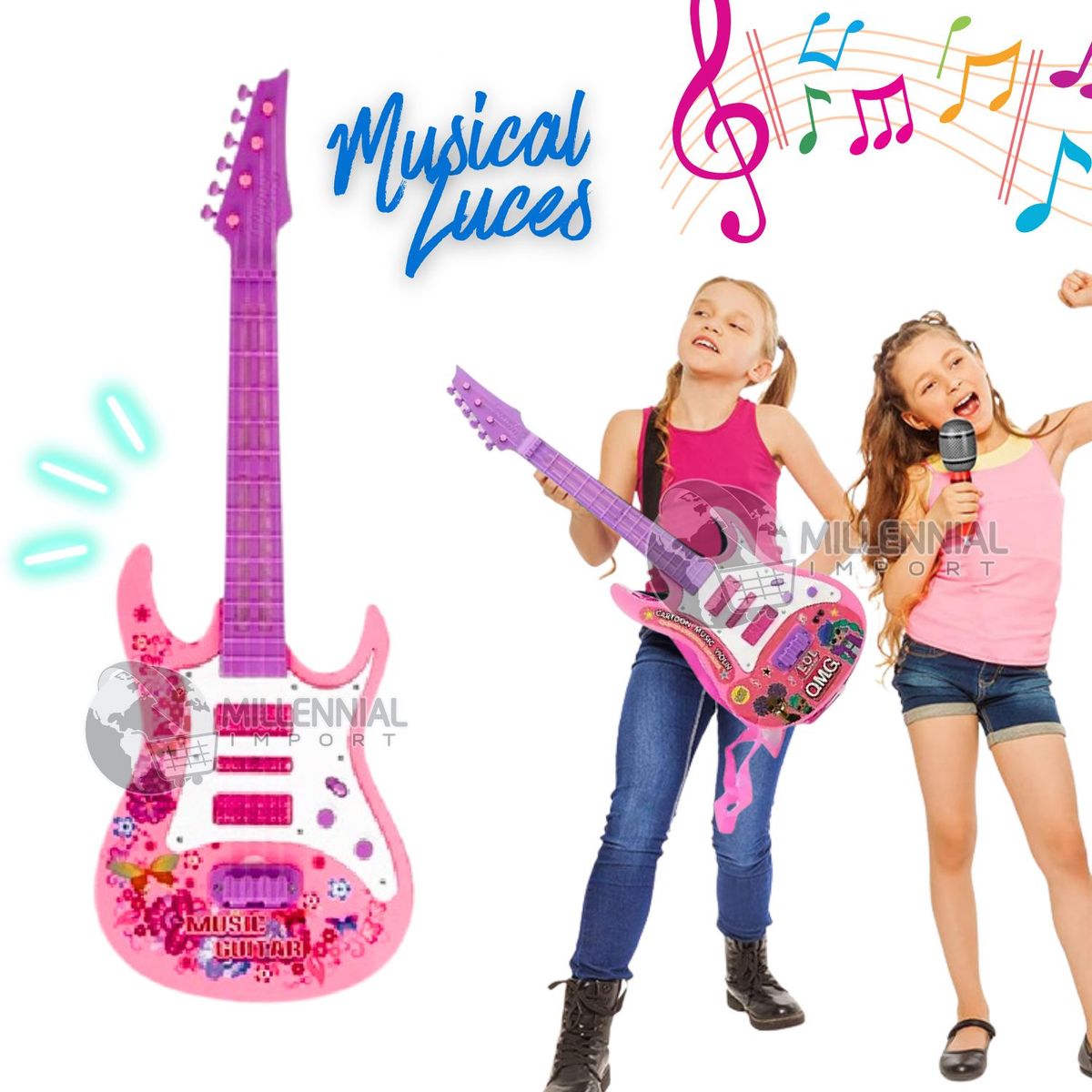 GENERICO - Guitarra Eléctrica Juguete Educativo Didáctico Musical para Niña color Rosado