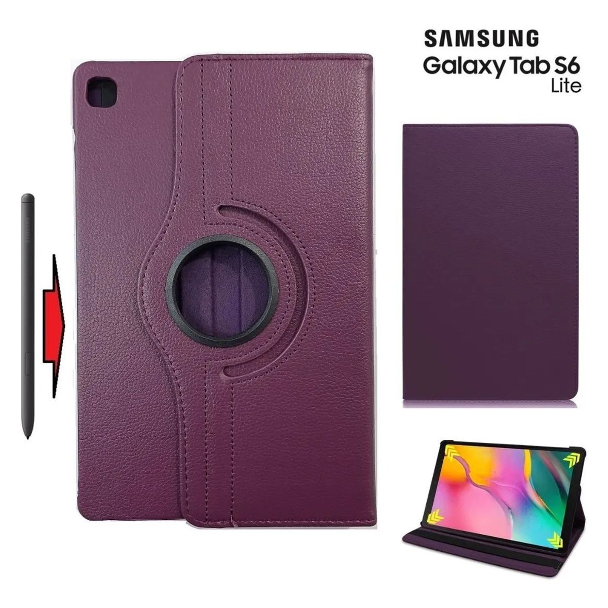 GENERICO - Funda Case de Cuero Giro 360° para Samsung Tab S6 Lite 104 SM-P610