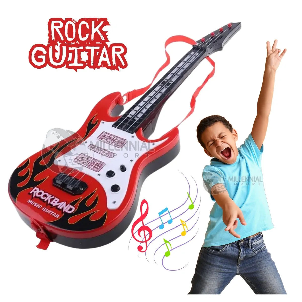 GENERICO - Guitarra Eléctrica Con Luces Grande Juguete Educativo Didáctico Musical