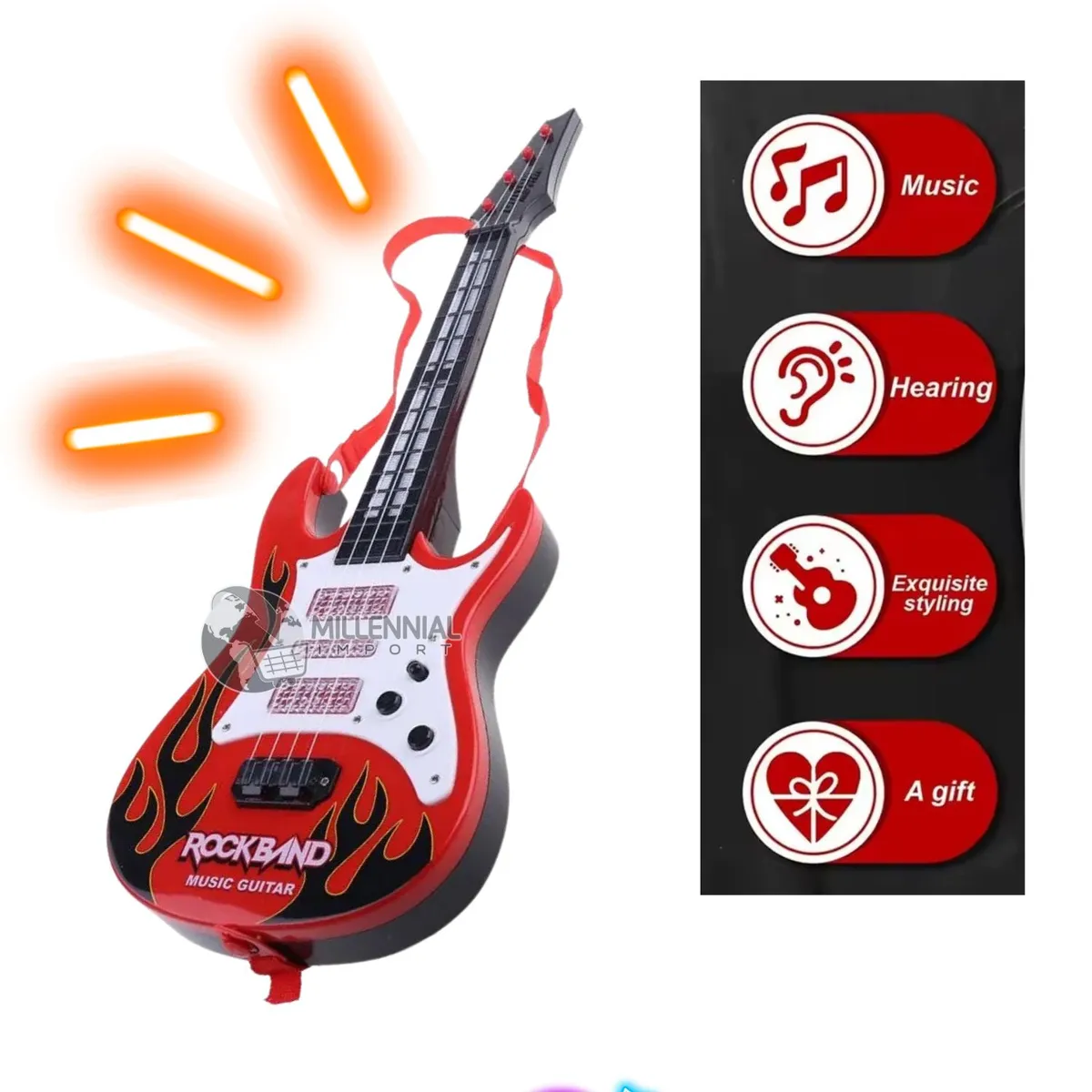 GENERICO - Guitarra Eléctrica Con Luces Grande Juguete Educativo Didáctico Musical