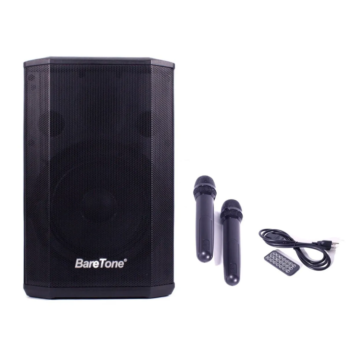 BARETONE - Parlante profesional Baretone MAX-B8 con batería, USB BT 2 micrófonos