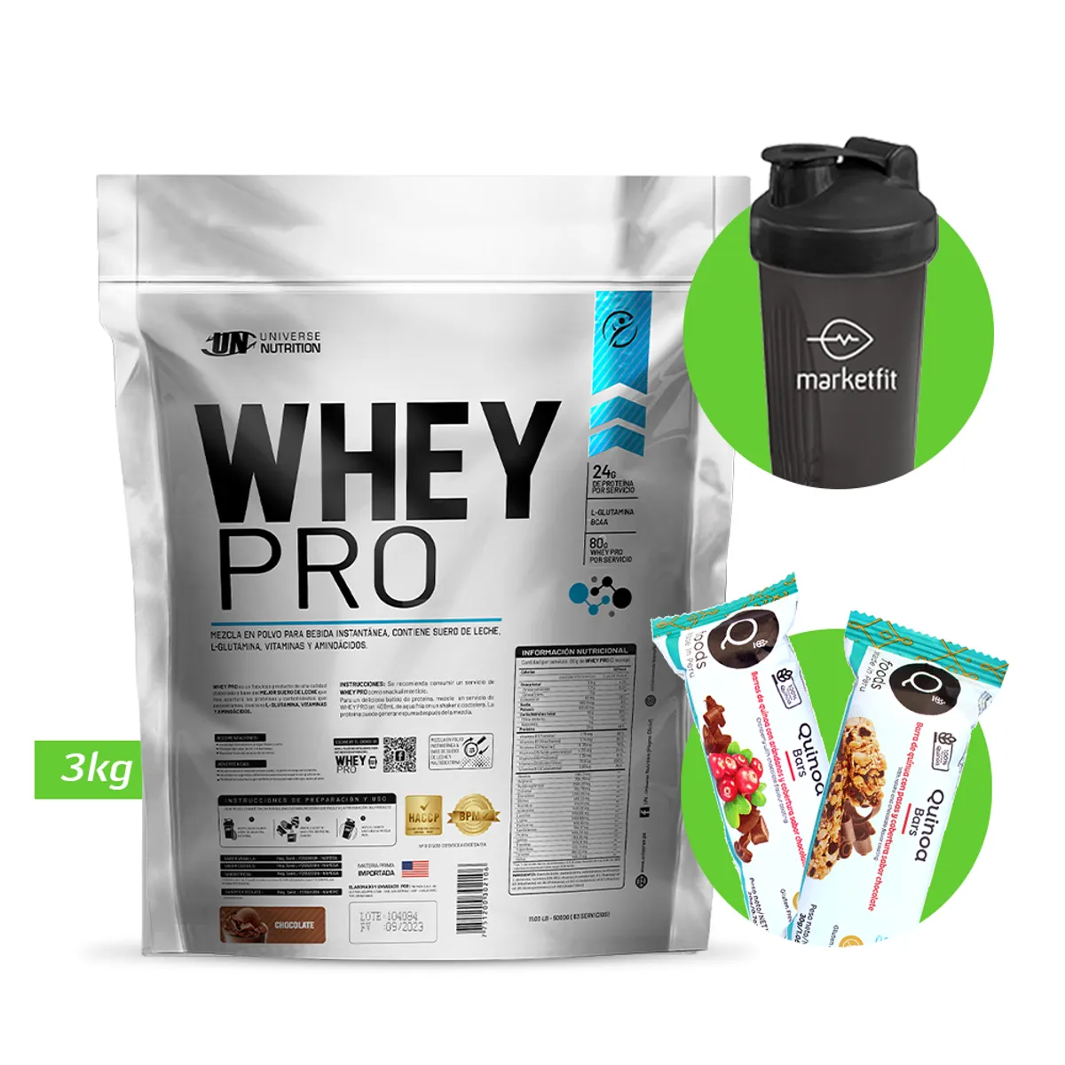UNIVERSE NUTRITION - Proteína Whey Pro Un 3Kg Chocolate + Shaker