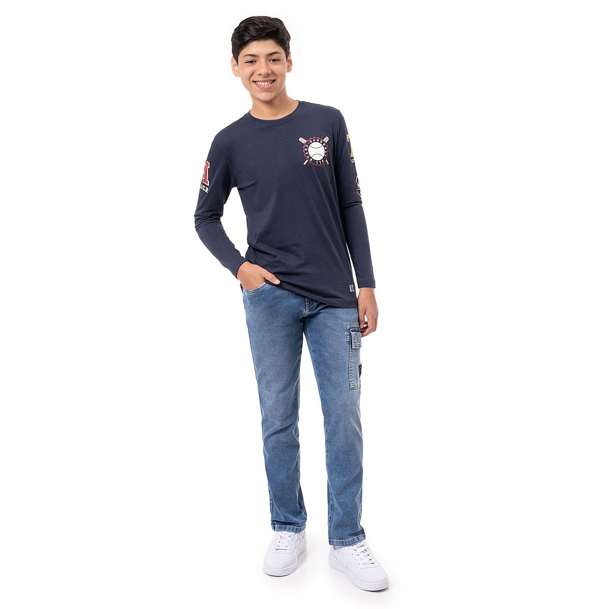 PIONIER - Pantalon Cargo Denim Stretch Niño Ibrain