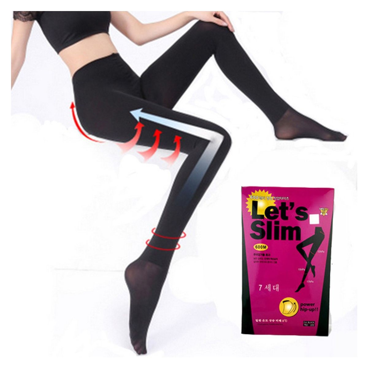 GENERICO - MEDIAS ALTAS LEGGINS PANTI A PRESIÓN LETS SLIM 200M NEGRO