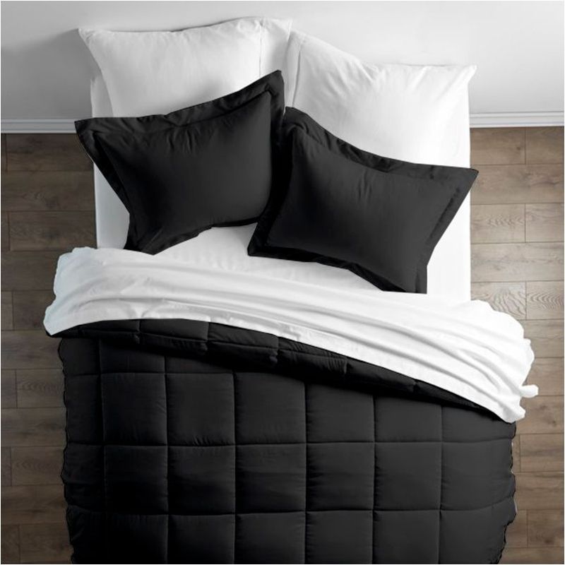 GENERICO - Plumón 1 Plaza Algodón Perú Pima con funda de almohada Negro