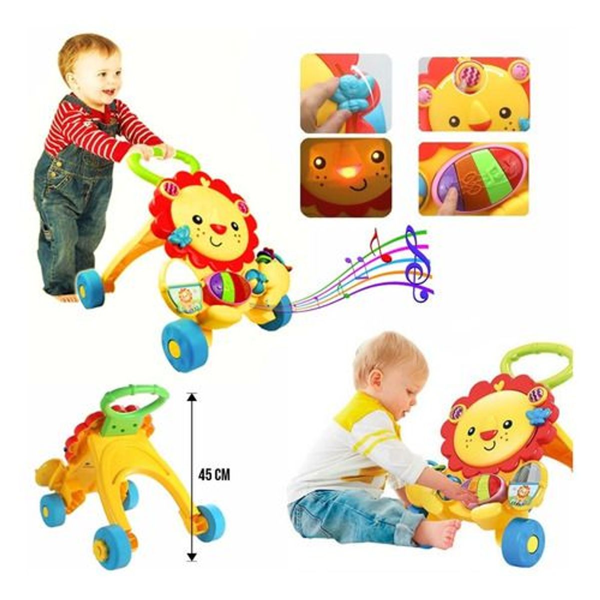 IDEAL - Andador Caminador Musical 2 en 1 León Didáctico