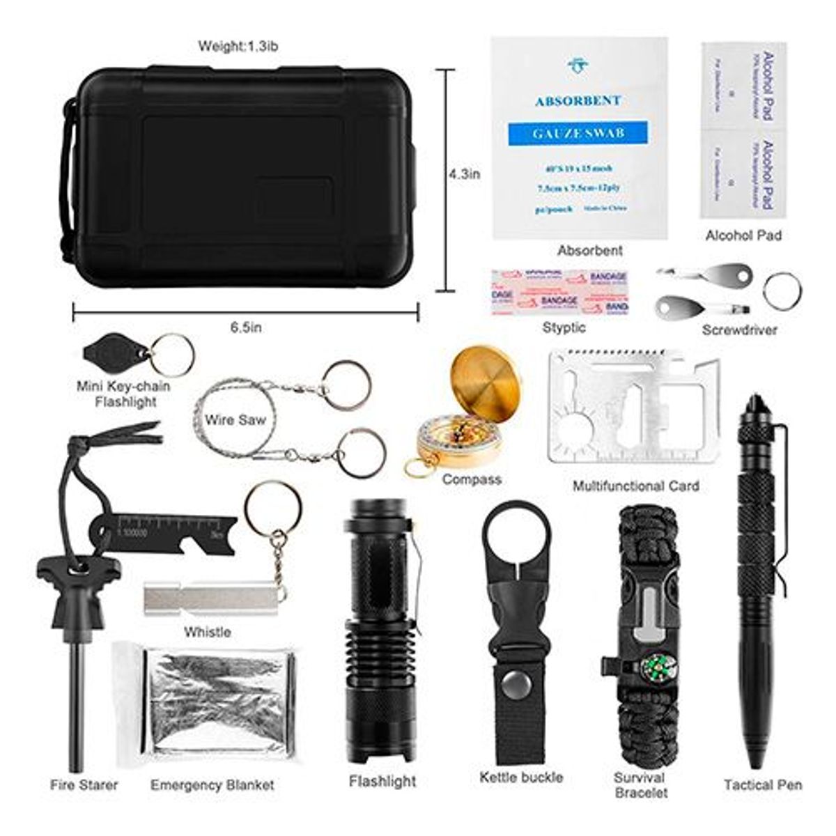 GENERICO - Estuche De Supervivencia 18 Piezas Herramientas Camping