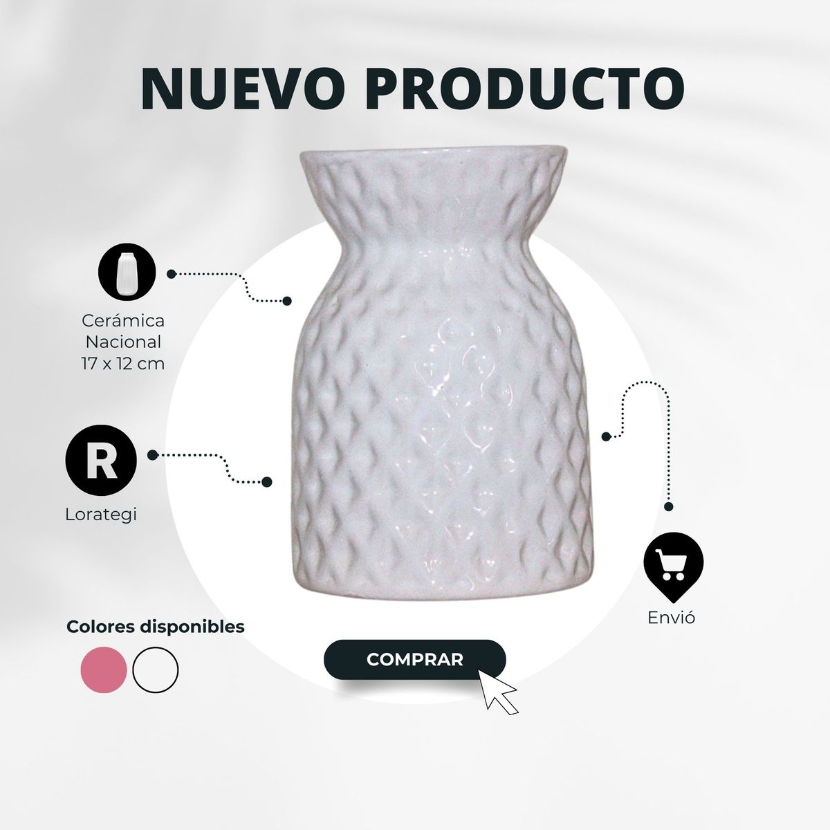 GENERICO - Floreros Jarrones Home Decorativos de Cerámica Nacional 17 x 12 cm