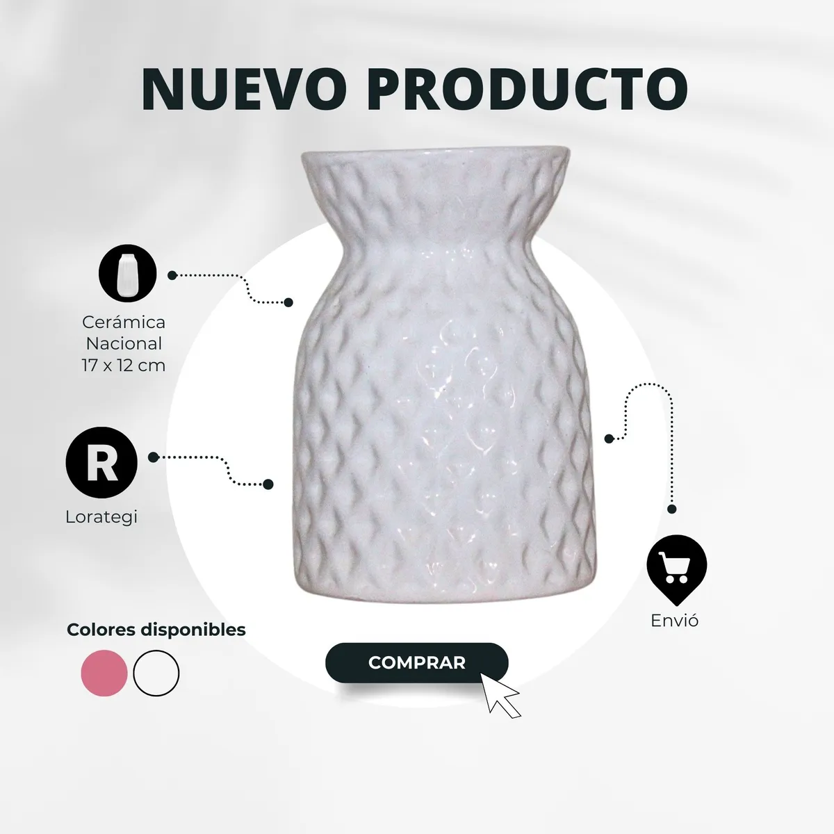 GENERICO - Floreros Jarrones Home Decorativos de Cerámica Nacional 17 x 12 cm