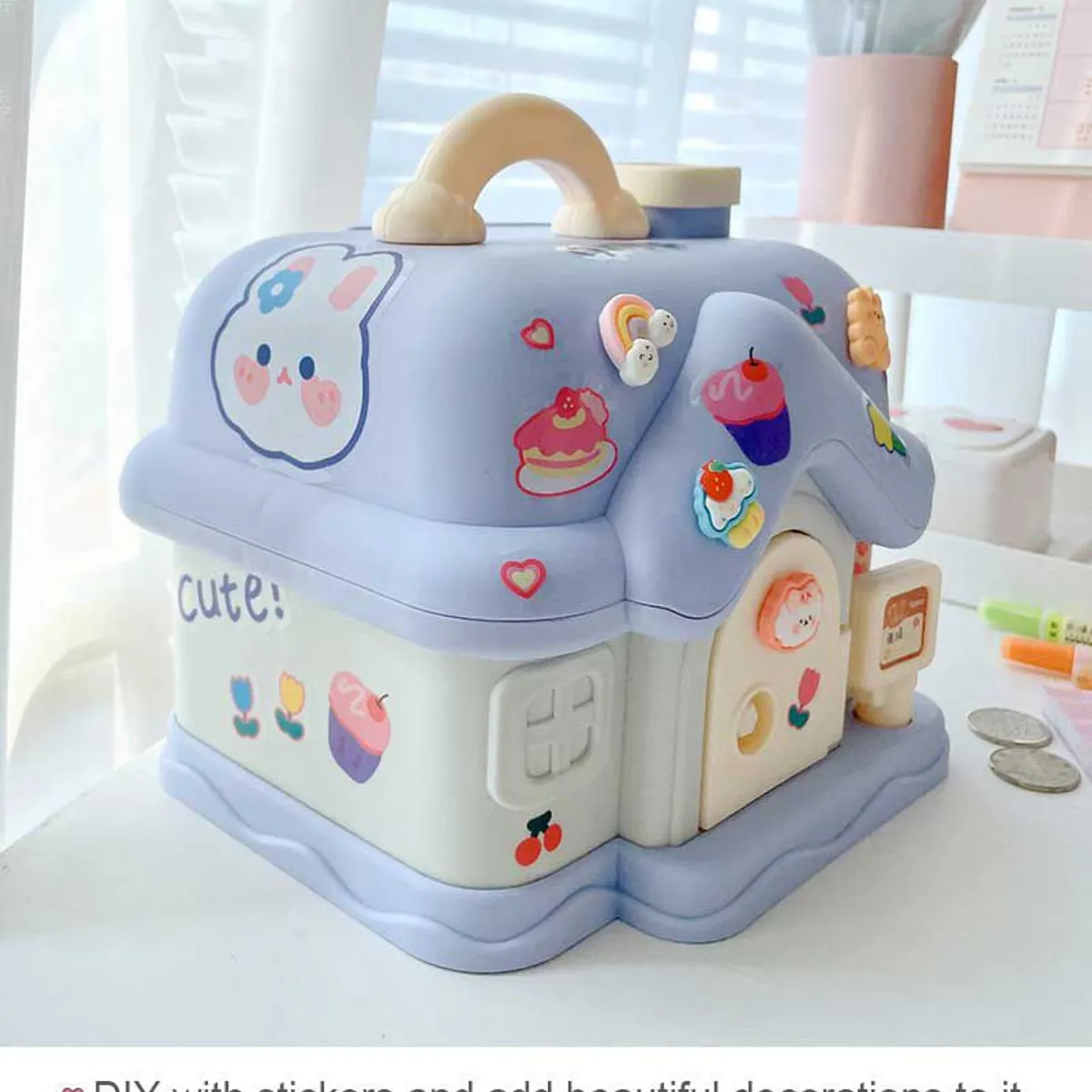 GENERICO - ALCANCIA KWAI MODELO CASITA CON STICKER EN 2D Y 3D