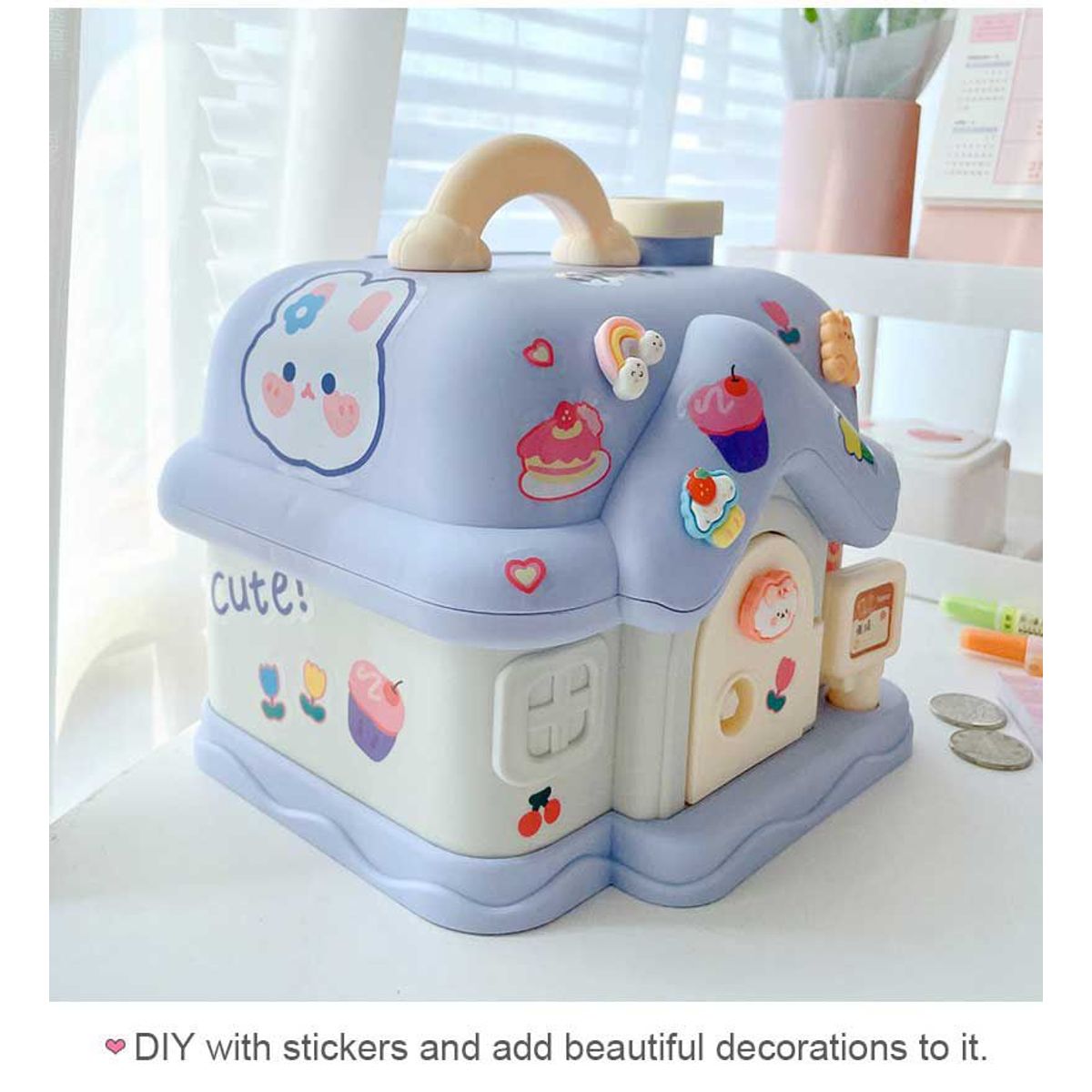 GENERICO - ALCANCIA KWAI MODELO CASITA CON STICKER EN 2D Y 3D