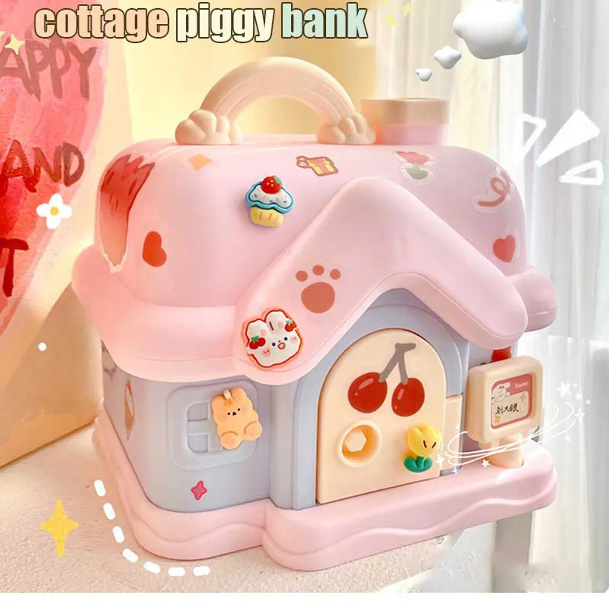 GENERICO - ALCANCIA KWAI MODELO CASITA CON STICKER EN 2D Y 3D