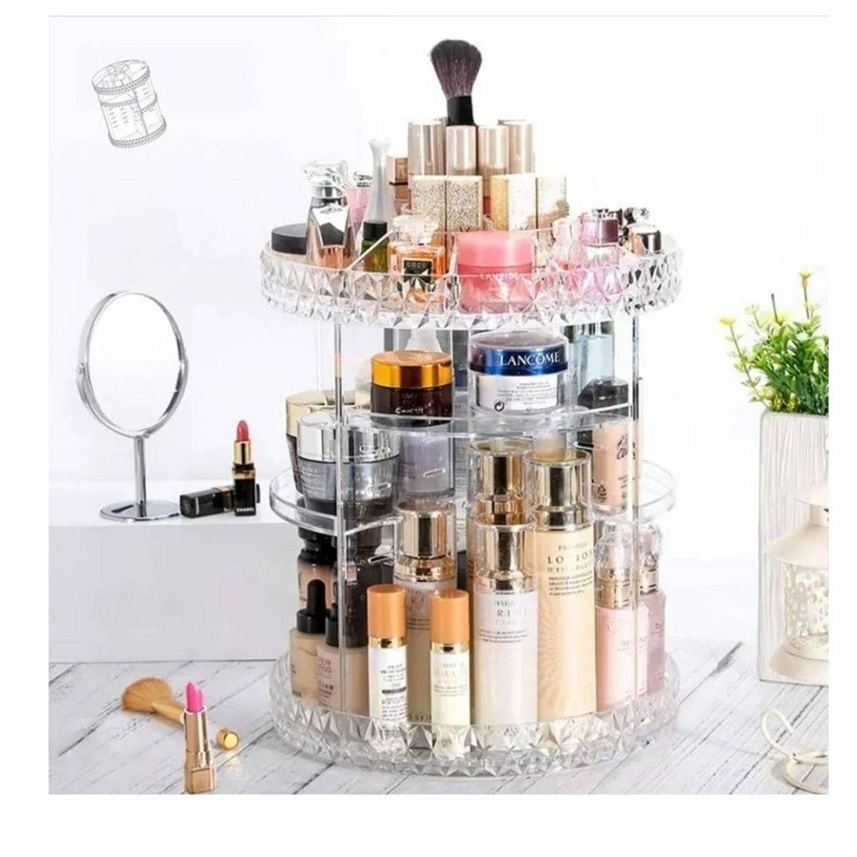 GENERICO - Organizador de Maquillaje Giratorio de 360 Grados Acrílico
