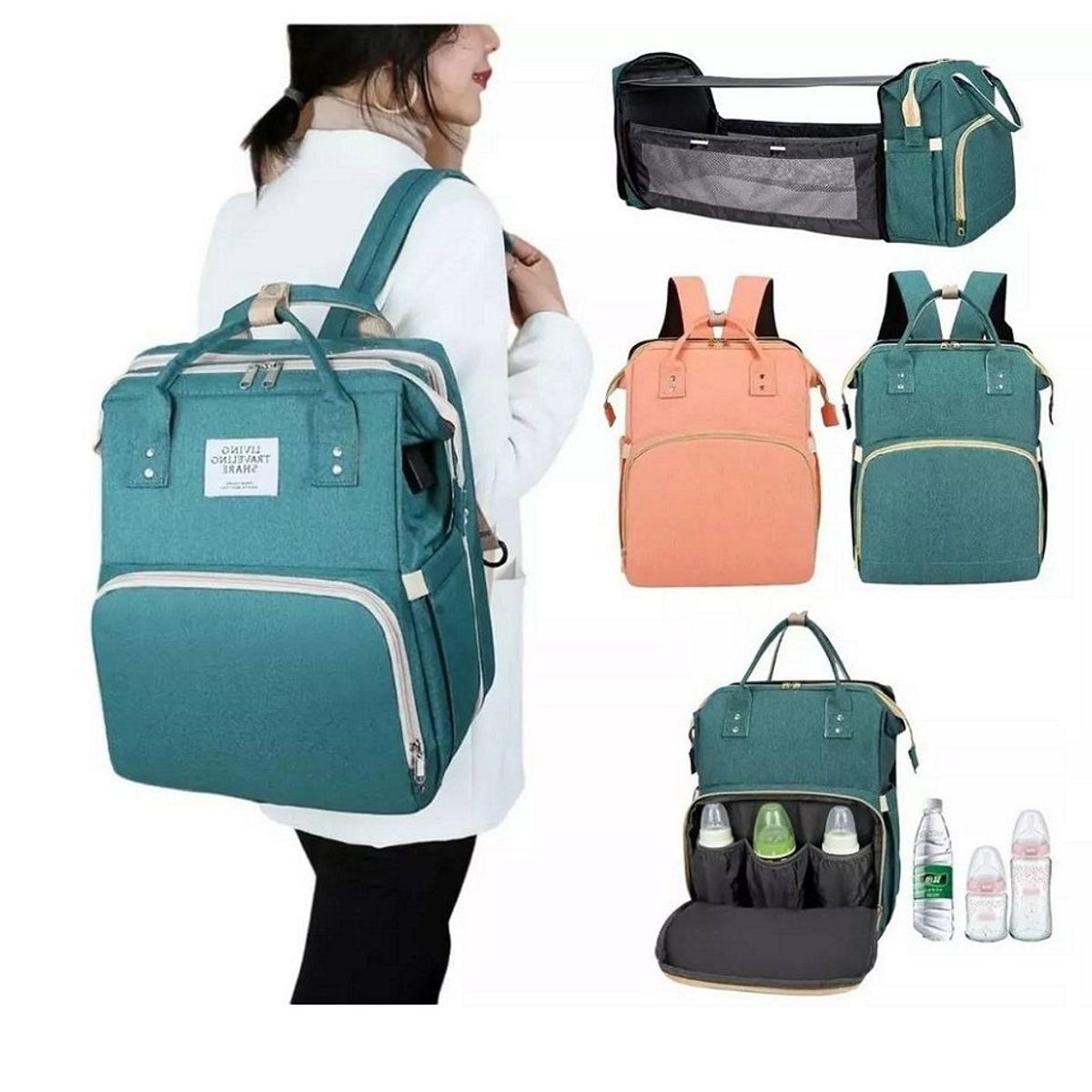 GENERICO - Pañalera Mochila con Cambiador Convertible 3 en 1 Termica