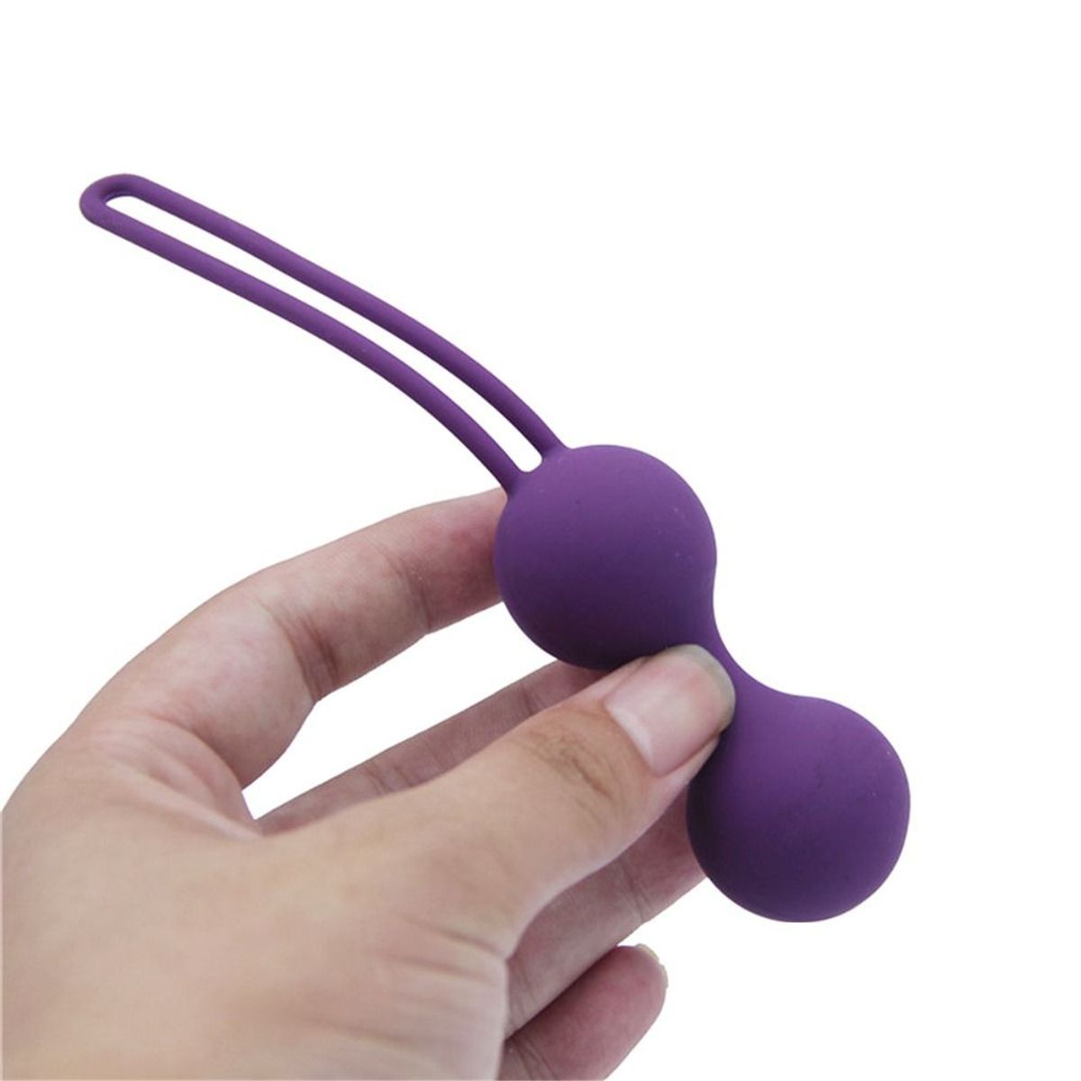 GENERICO - Plug doble bola  morado de silicona 7.5x3.2 cm