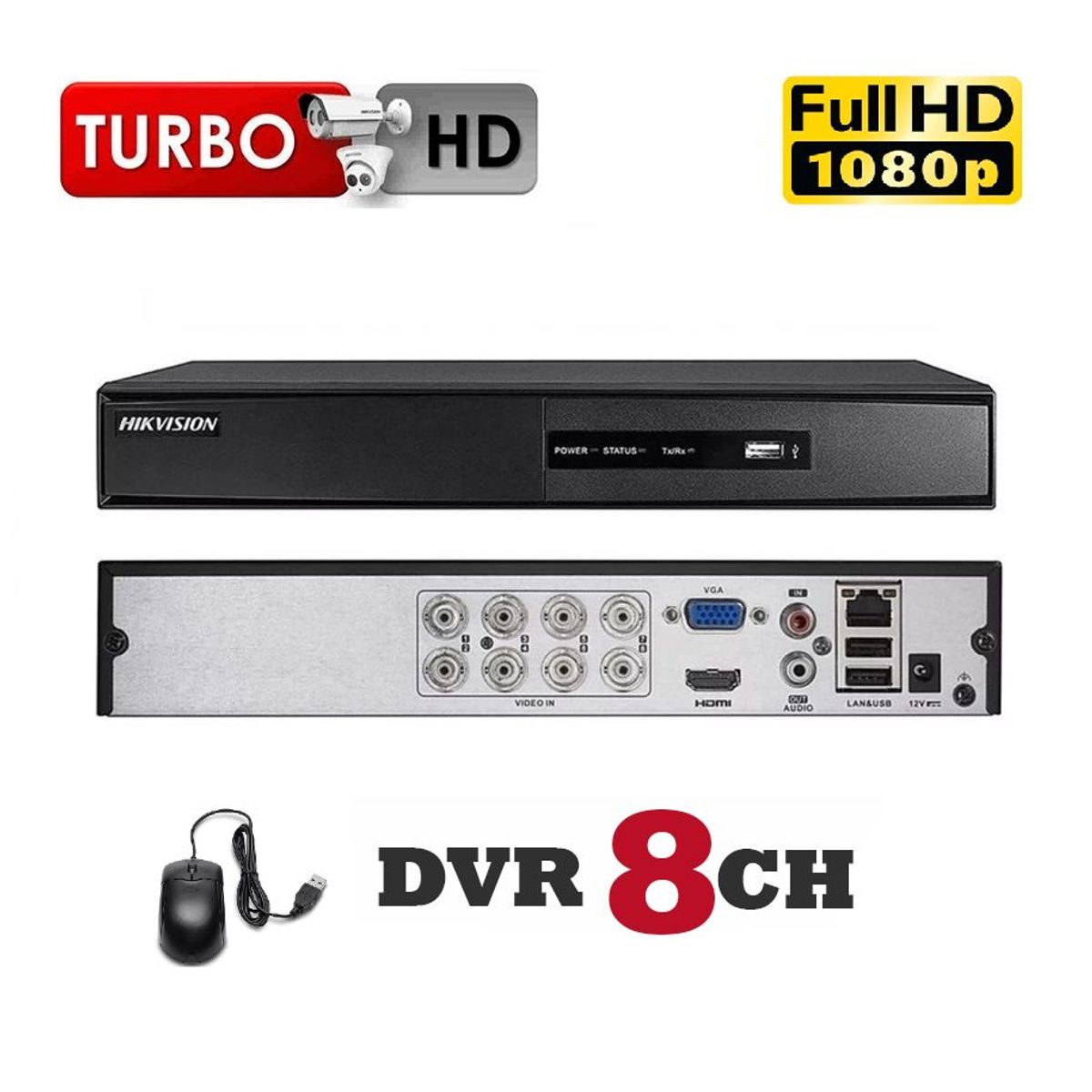 HIKVISION - Grabador DVR 8 Canales 720P, 1080p Lite con AUDIO Hikvision