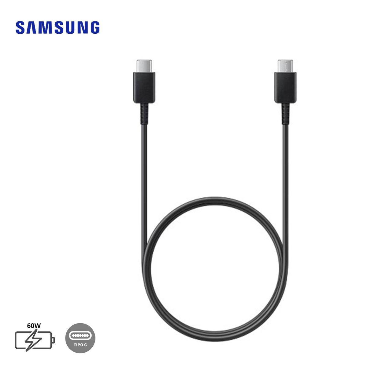 SAMSUNG - Cable Samsung USB-C a USB-C 1M 3A Max 60W - EP-DA705 - Negro