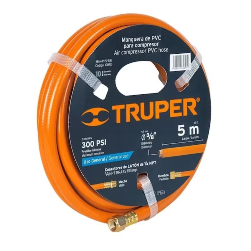 TRUPER - Manguera de aire 5m para compresor Truper