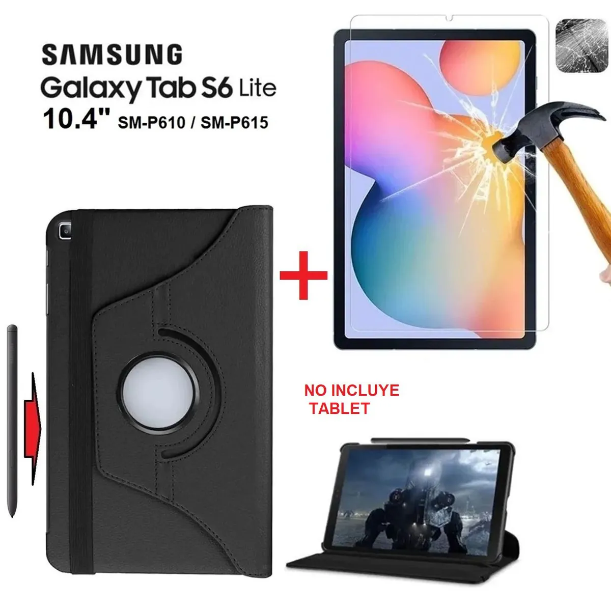 GENERICO - Funda Giratoria con Mica de Vidrio para Samsung Tab S6 Lite SM-P610