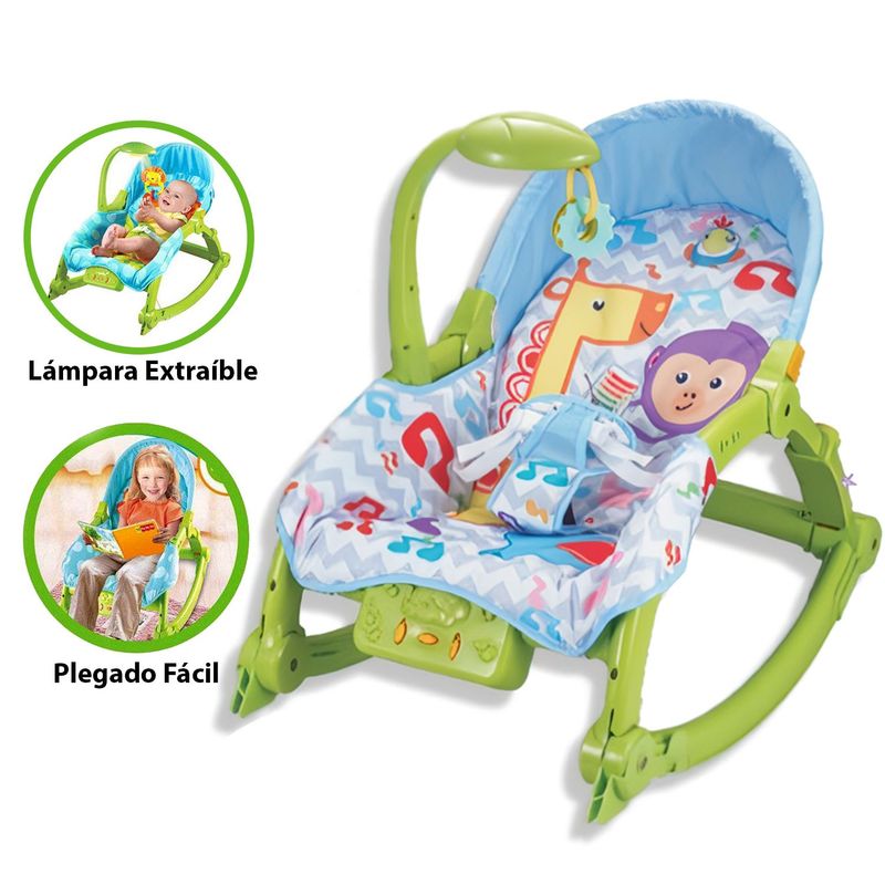 IDEAL - Silla Mecedora Musical ideal con Lámpara y Mesa Verde