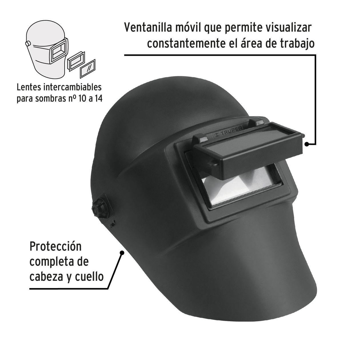 TRUPER - Mascara para soldar careta con lente abatible Truper