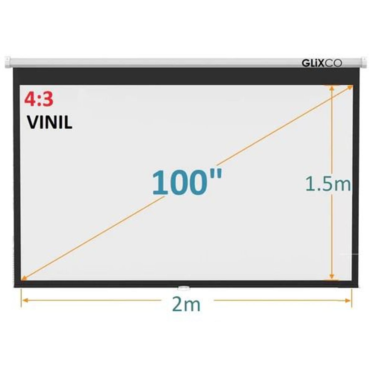 GENERICO - MONTECH - Ecran Vinil Retráctil 100 Pulg (4:3) 2x1.5m - Techo o Pared