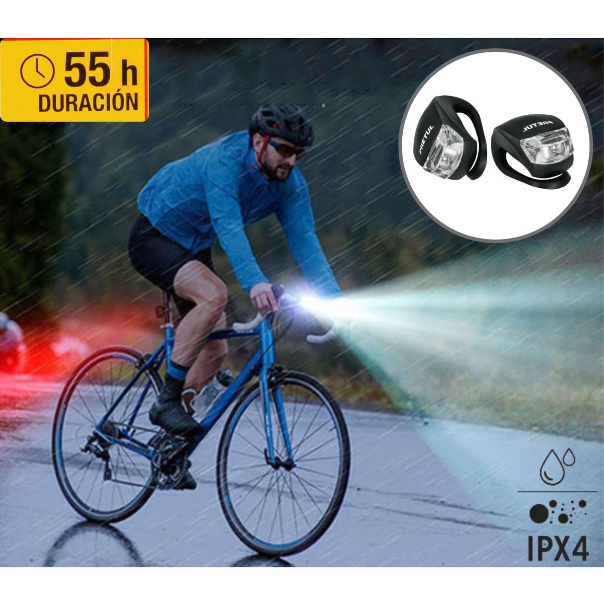 PRETUL - linterna de bicicleta luces delantera y trasera Pretul