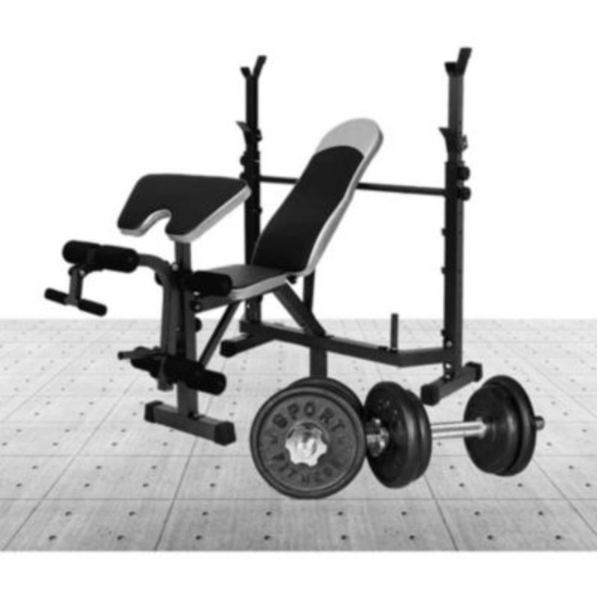 SPORT FITNESS - Banca para pecho importado + set de pesas 20 kg + mancuernas