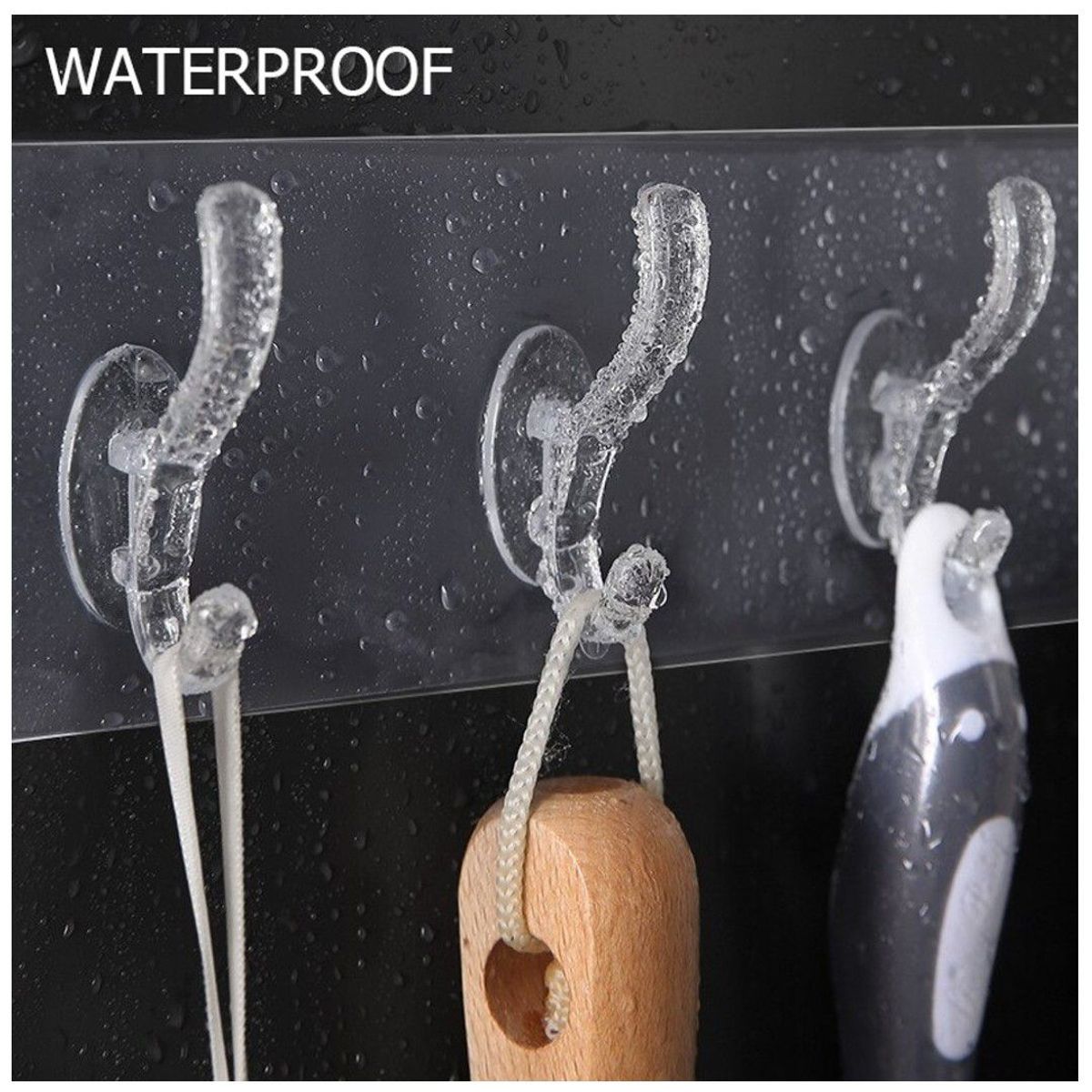 GENERICO - PERCHERO DE 6 GANCHOS TRANSPARENTES ADHESIVOS