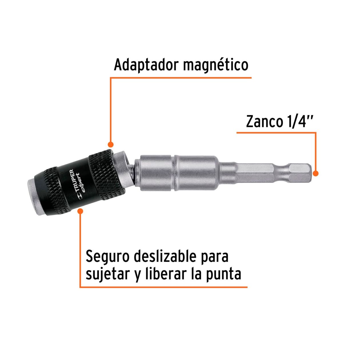 TRUPER - Adaptador magnético articulado 90mm,  para atornilladores, Truper