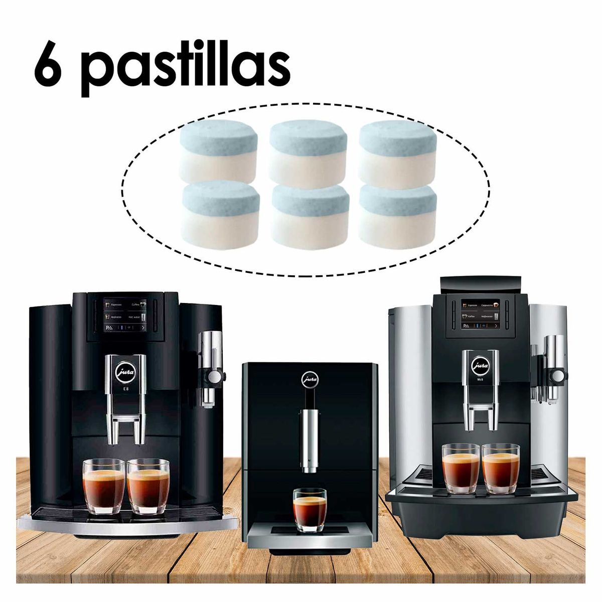 GENERICO - Pastillas de Limpieza de 2 Fases Cafeteras JURA x6