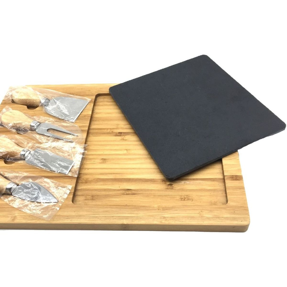 GENERICO - Tabla de Quesos & Charcuteria con Pizarra Extraible + Utensilios