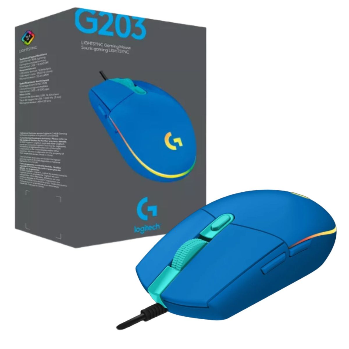 LOGITECH - Mouse Logitech G203 Lightsync Optical Rgb Azul