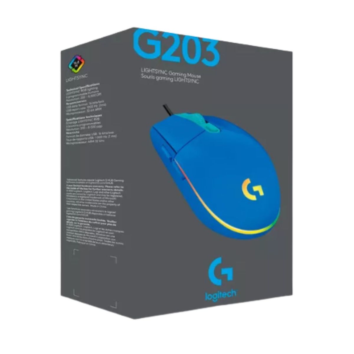 LOGITECH - Logitech G203 Mouse Lightsync Optical Rgb Azul