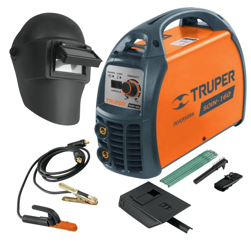 TRUPER - Combo Soldadora inversora 160A mascara de soldar electrodos 1Kg Truper