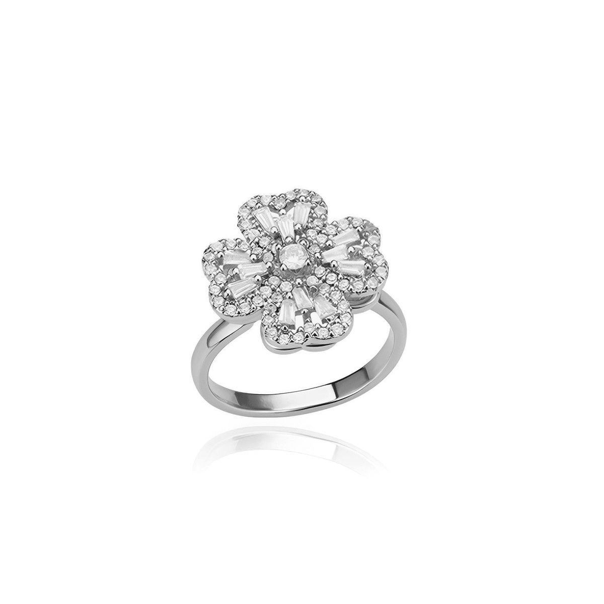 GENERICO - Anillo Mujer Trébol Corazón Giratorio Joya Regalo Acero