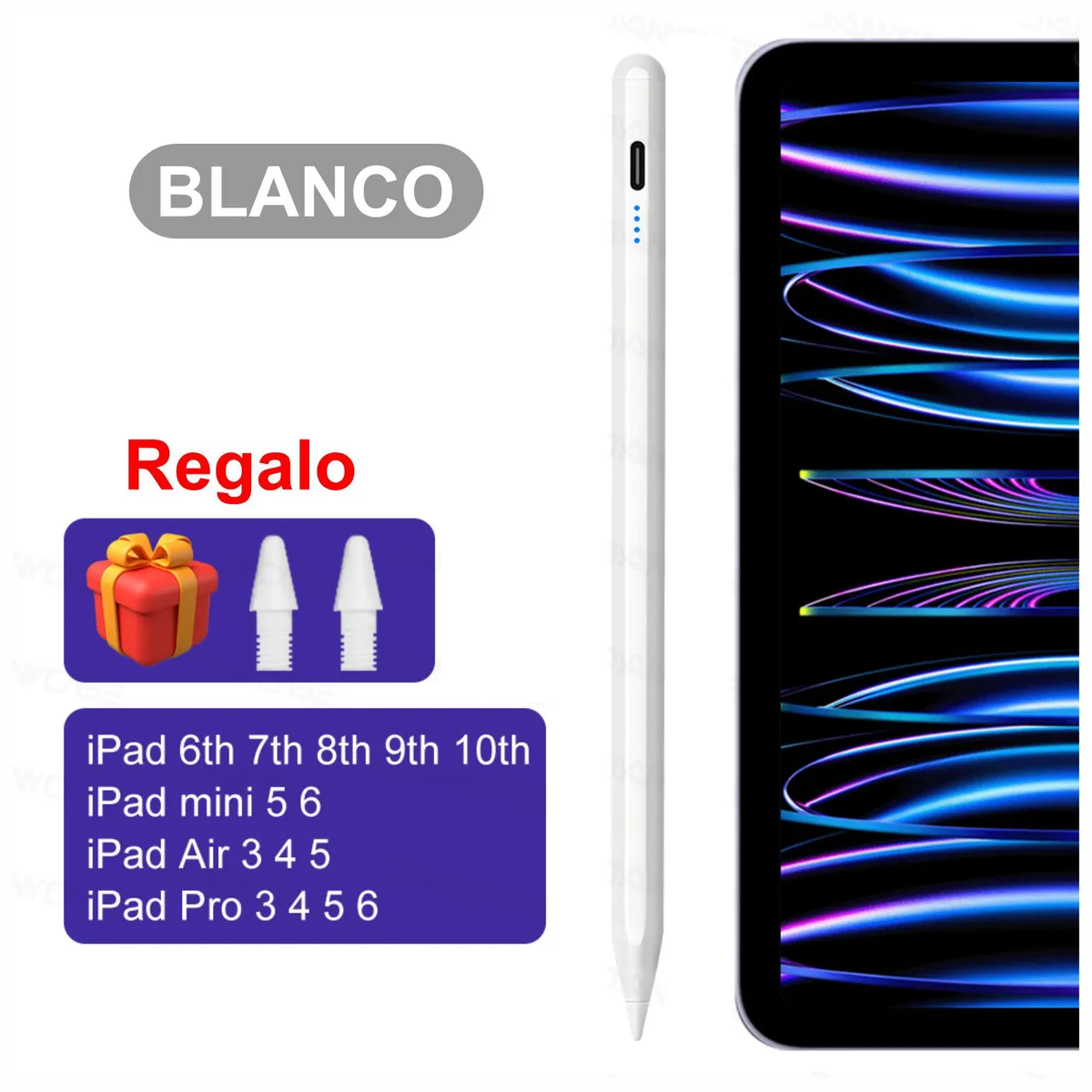 GENERICO - Lápiz para Ipad Rechazo de Palma Magnético Stylus Batería Larga