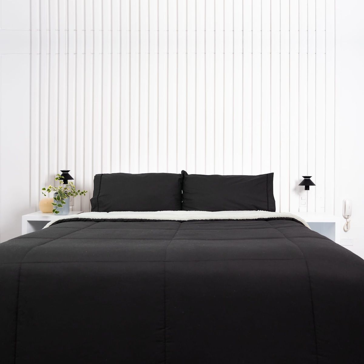 COBITEX HOME - Edredón 2 plazas negro con reversible de corderito cobitex 100% algodón.