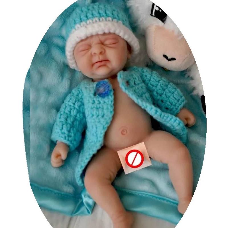 GENERICO - Mini Bebe Reborn Silicona Ojos Cerrados  18 cm. Niña