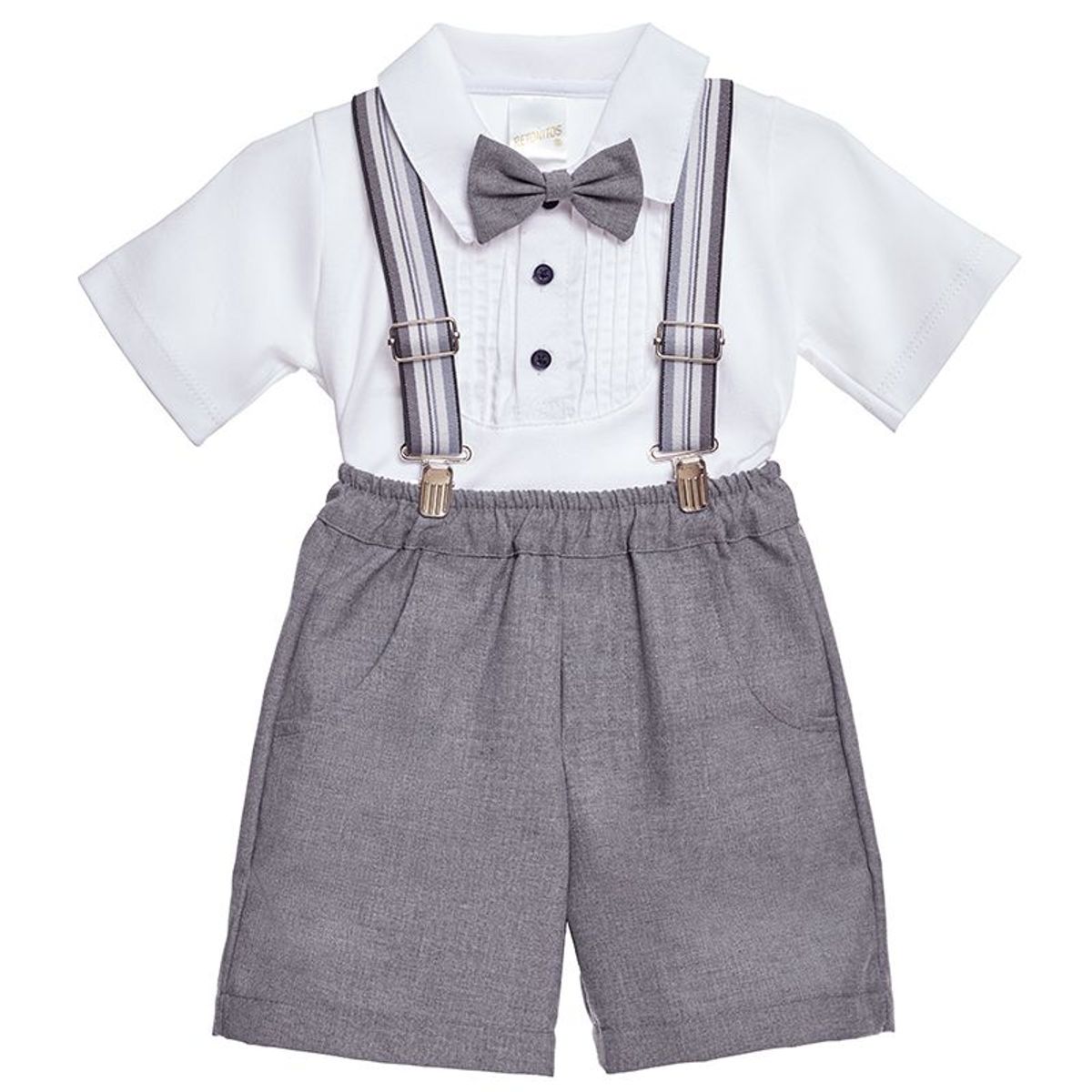 GENERICO - Conjunto para Bebe Niño Tirantes Pantalones cortos Gris GALA