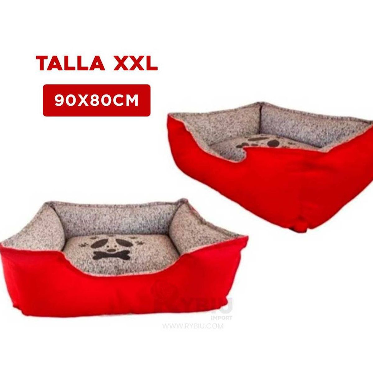 GENERICO - Colchoneta Rectangular Perro ROJO Talla XXL