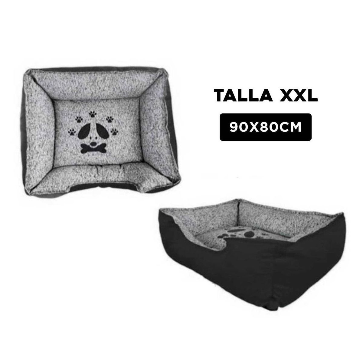 GENERICO - Cama para Perro Rectangular Negro Talla XXL