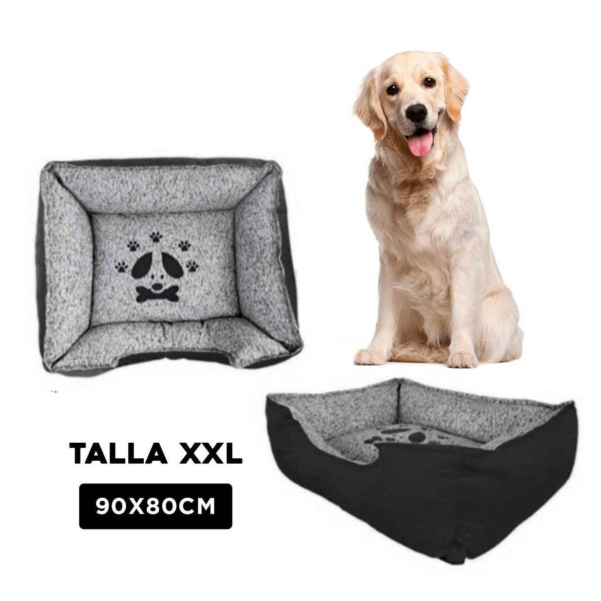 GENERICO - Cama Básica de Invierno Mascota Negro Talla XXL