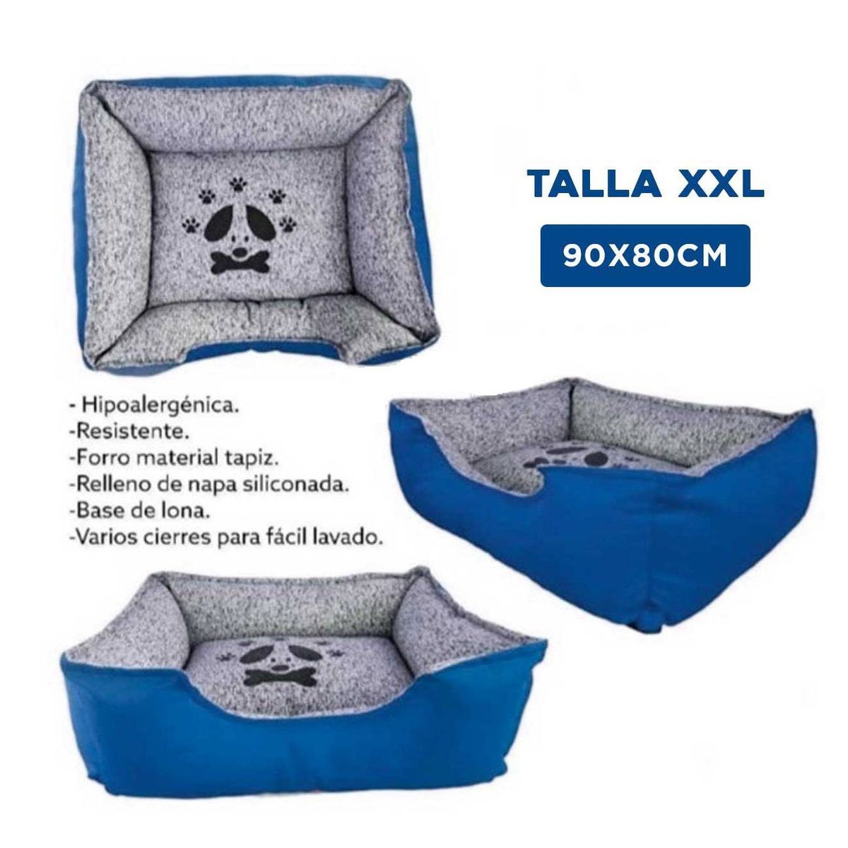 GENERICO - Colchoneta Rectangular Perro Azul Talla XXL