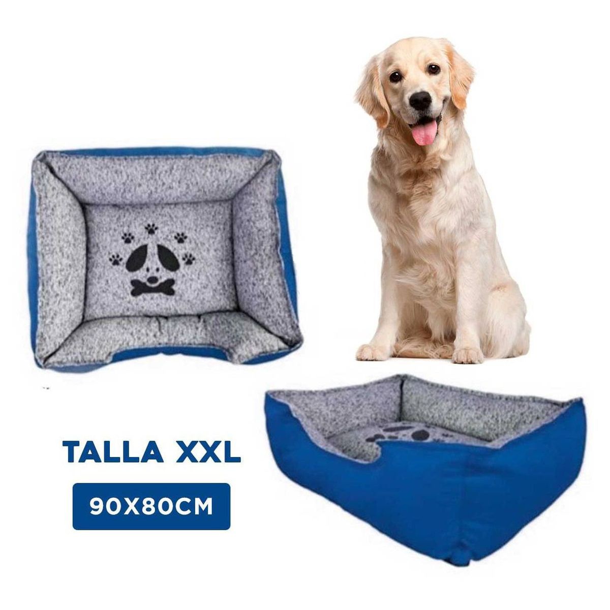 GENERICO - Colchoneta Rectangular Perro Azul Talla XXL
