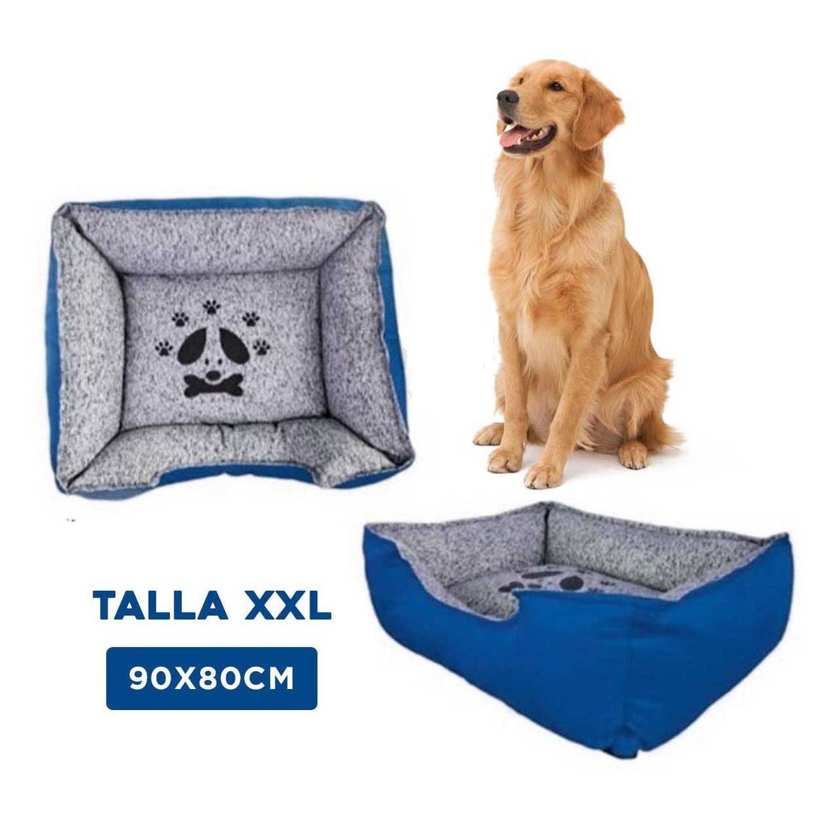GENERICO - Colchoneta Rectangular Perro Azul Talla XXL